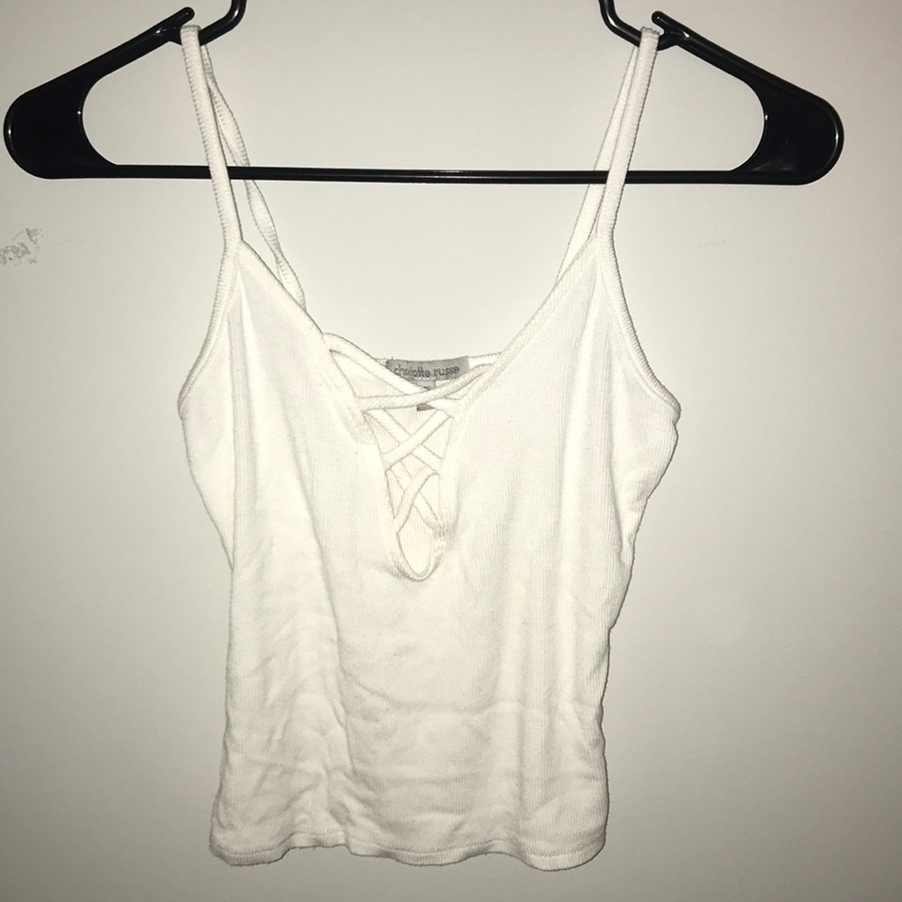 White crop top tank top